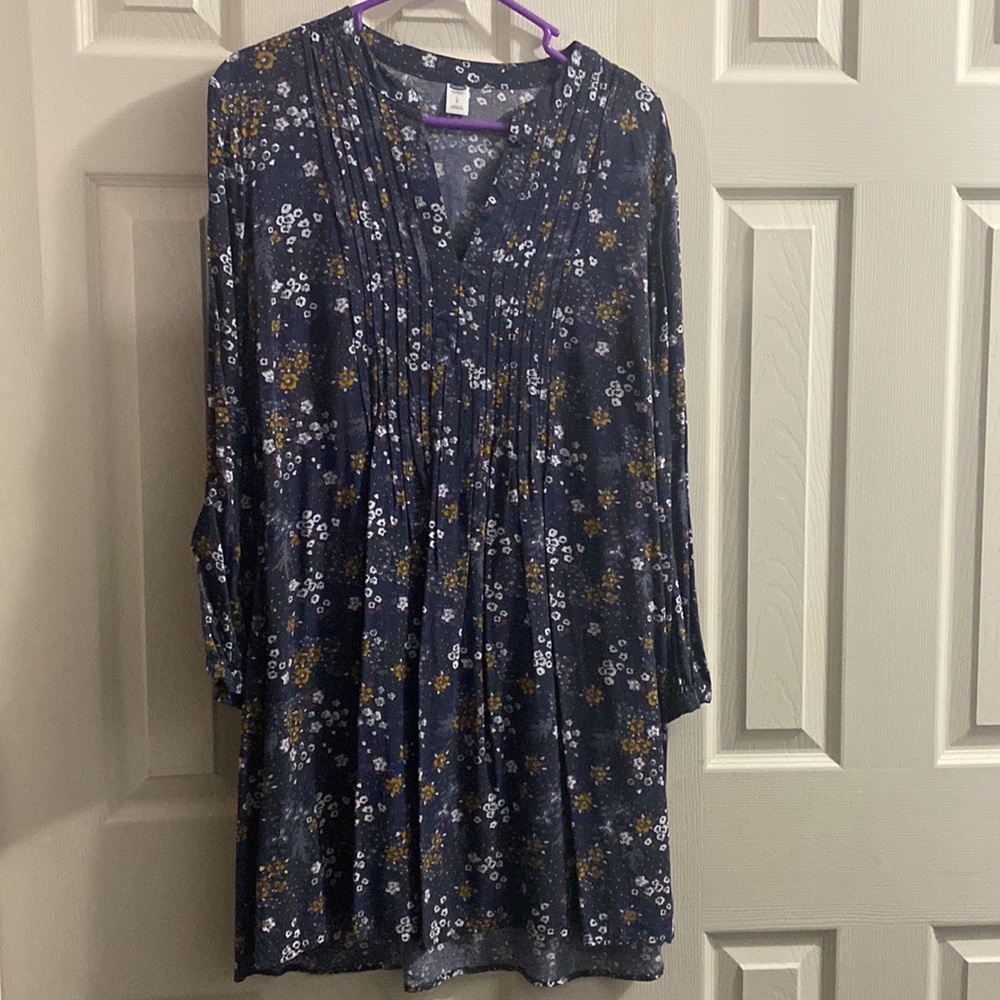 Navy Blue Floral Dress
